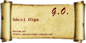 Géczi Olga névjegykártya